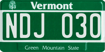VT license plate NDJ030