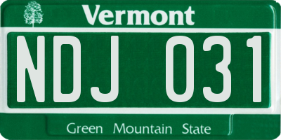 VT license plate NDJ031
