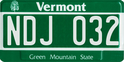 VT license plate NDJ032