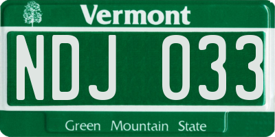 VT license plate NDJ033