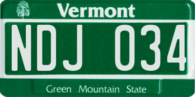 VT license plate NDJ034