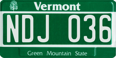 VT license plate NDJ036