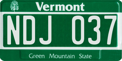 VT license plate NDJ037