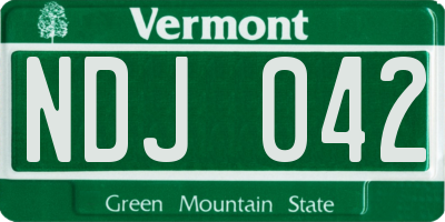 VT license plate NDJ042