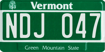 VT license plate NDJ047