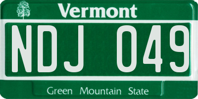 VT license plate NDJ049