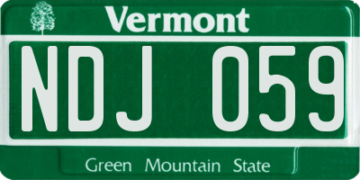 VT license plate NDJ059