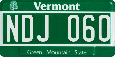 VT license plate NDJ060