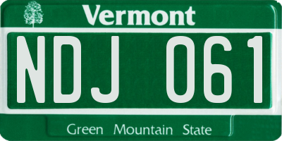 VT license plate NDJ061