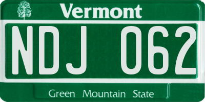 VT license plate NDJ062