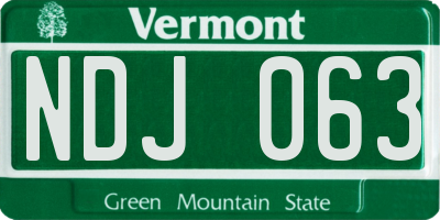 VT license plate NDJ063