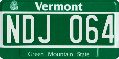 VT license plate NDJ064
