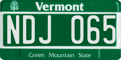 VT license plate NDJ065