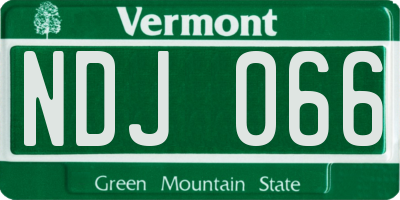 VT license plate NDJ066