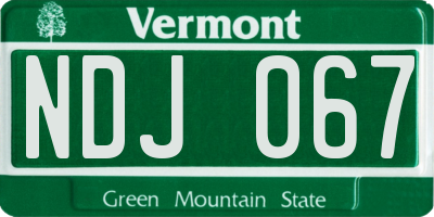 VT license plate NDJ067