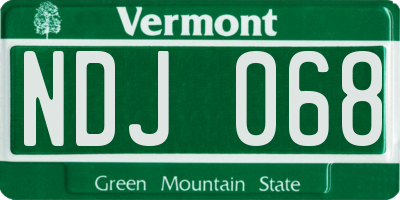 VT license plate NDJ068