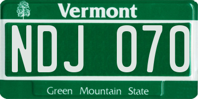 VT license plate NDJ070
