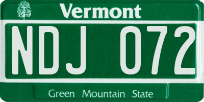VT license plate NDJ072