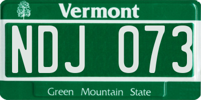 VT license plate NDJ073