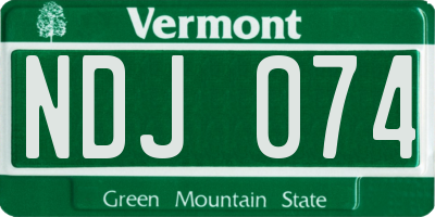 VT license plate NDJ074
