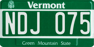 VT license plate NDJ075