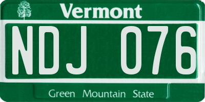 VT license plate NDJ076