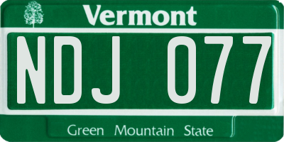 VT license plate NDJ077