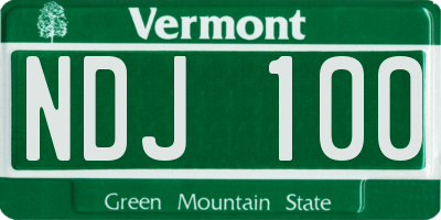 VT license plate NDJ100