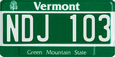 VT license plate NDJ103