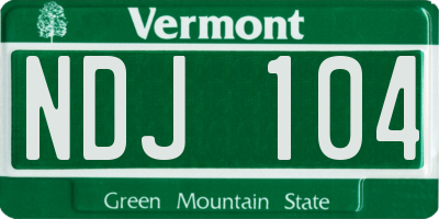 VT license plate NDJ104