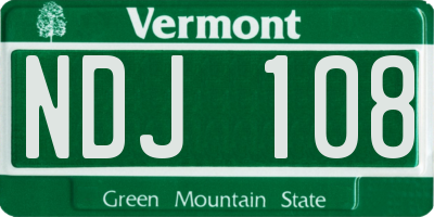 VT license plate NDJ108