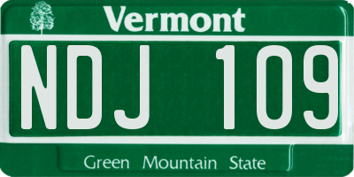 VT license plate NDJ109