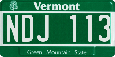 VT license plate NDJ113