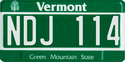 VT license plate NDJ114
