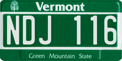 VT license plate NDJ116