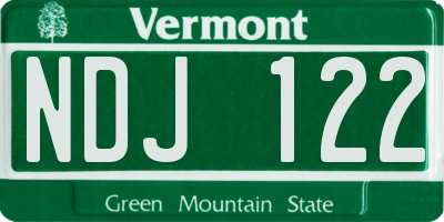 VT license plate NDJ122
