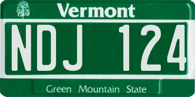 VT license plate NDJ124
