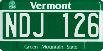 VT license plate NDJ126