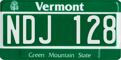 VT license plate NDJ128