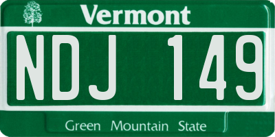 VT license plate NDJ149