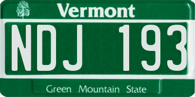 VT license plate NDJ193