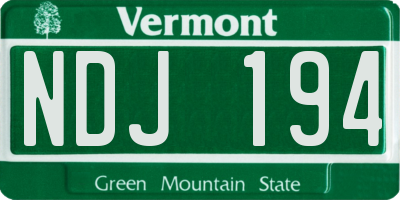 VT license plate NDJ194