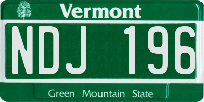 VT license plate NDJ196