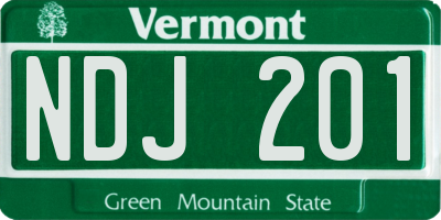 VT license plate NDJ201