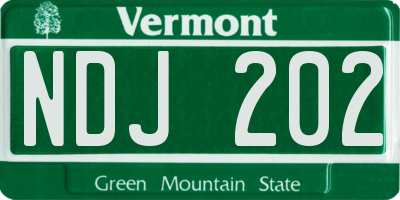 VT license plate NDJ202