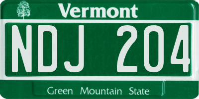 VT license plate NDJ204