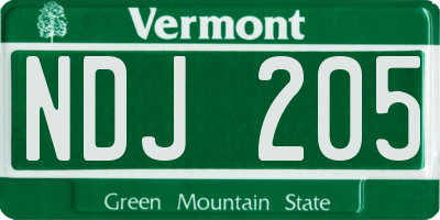 VT license plate NDJ205