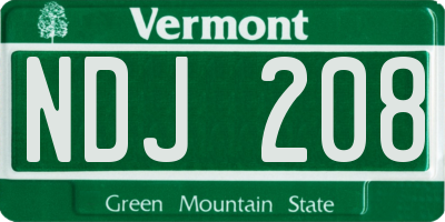 VT license plate NDJ208