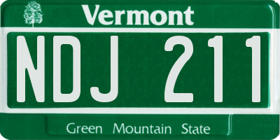 VT license plate NDJ211