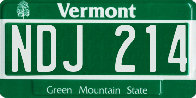 VT license plate NDJ214